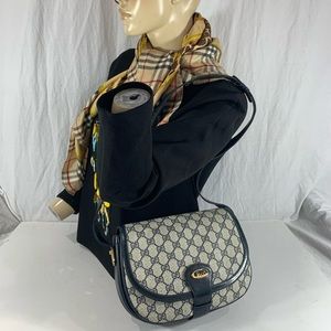 GUCCI Hard to Find Navy Blue Canvas and Leather
